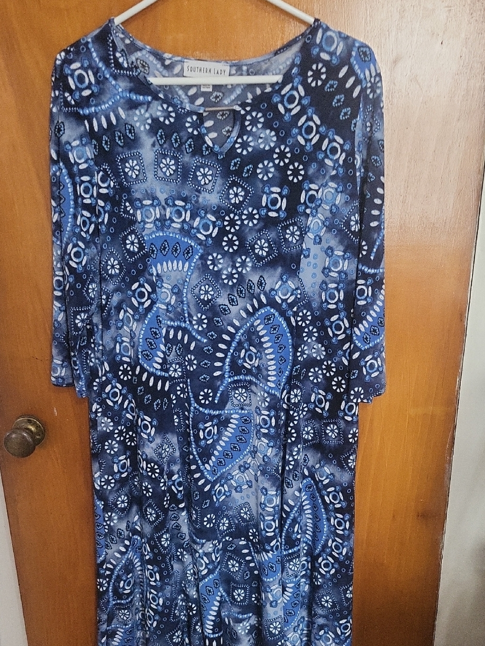 Southern Lady Navy and Light Blue Paisley Midi Dress